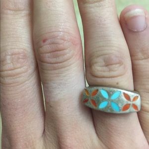 Turquoise and Sterling Silver Ring Sz 7
