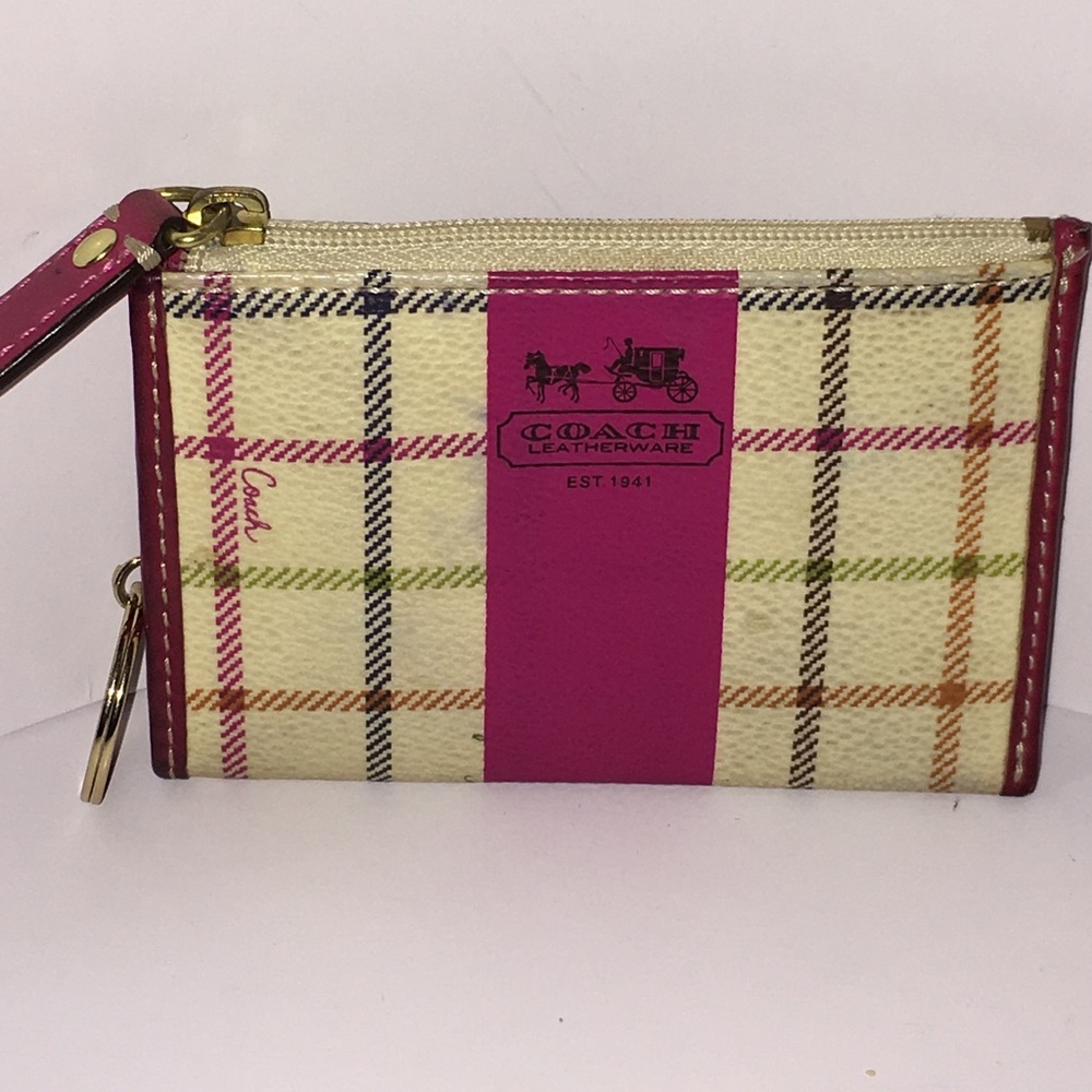 **MUST GO**Coach Tattersall Change Purse Key Ring