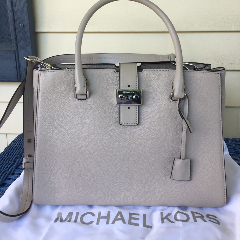NWT Michael Kors Bond Cement Colored Large Satchel - Picture 1 of 8