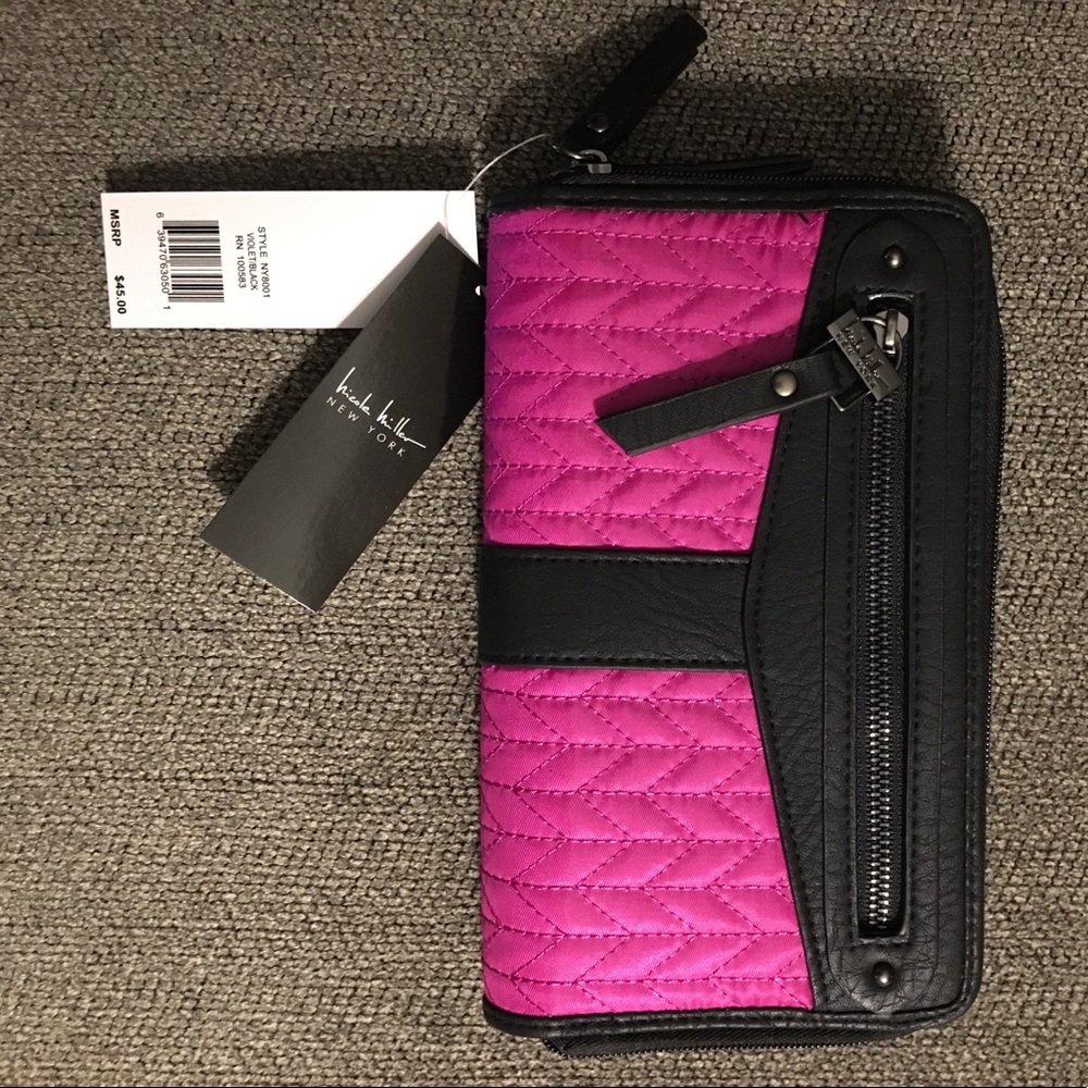 NWT Nicole Miller Purple and Black Wallet