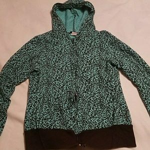 Teal Leopard Print Hoodie