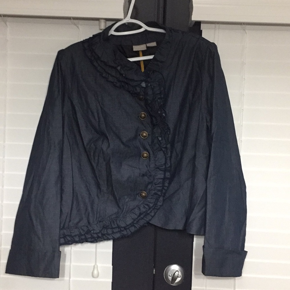 eShakti ruffled chambray jacket