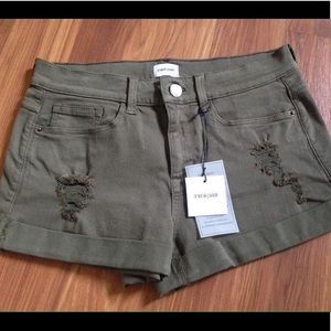 Sneak Peek olive denim shorts