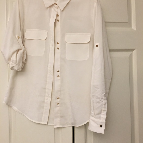 White button down with gold buttons - Picture 2 of 3