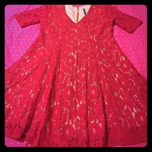 Red lace swing dress