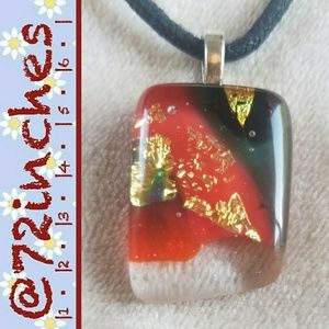 Glass Pendant Necklace with Dichroic Accents