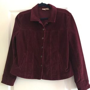 maroon button up jacket