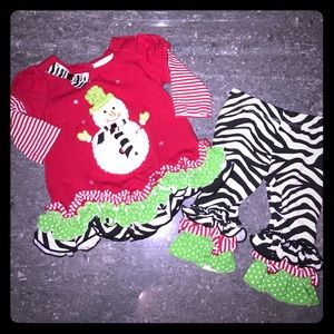 Rare Editions Snowman Cute Baby 2 piece 6 months