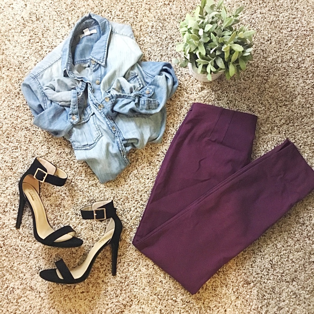 💜 Theory Plum Stretch Ankle Trousers
