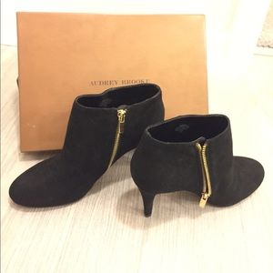 NWOT Black Suede Booties in Original Box