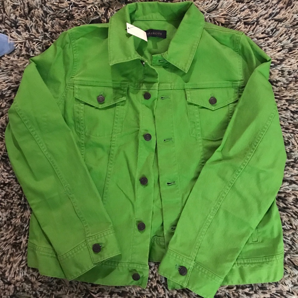 Talbots new green jean jacket size large