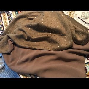 Liz Claiborne Beige Chiffon & Sequin Wrap