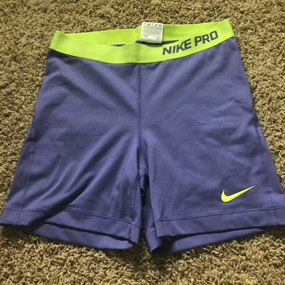 Nike Pro Purple & Neon Yellow Shorts