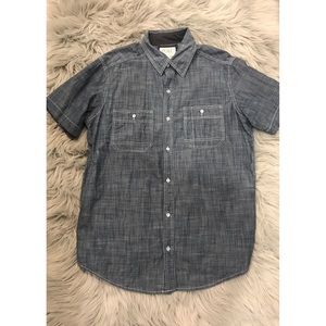 Mens Blue Jean Short Sleeve Button Down
