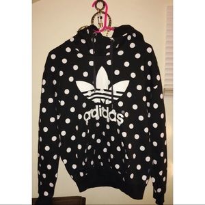 NWOT, Adidas Black & White Polka Dot Hoodie.