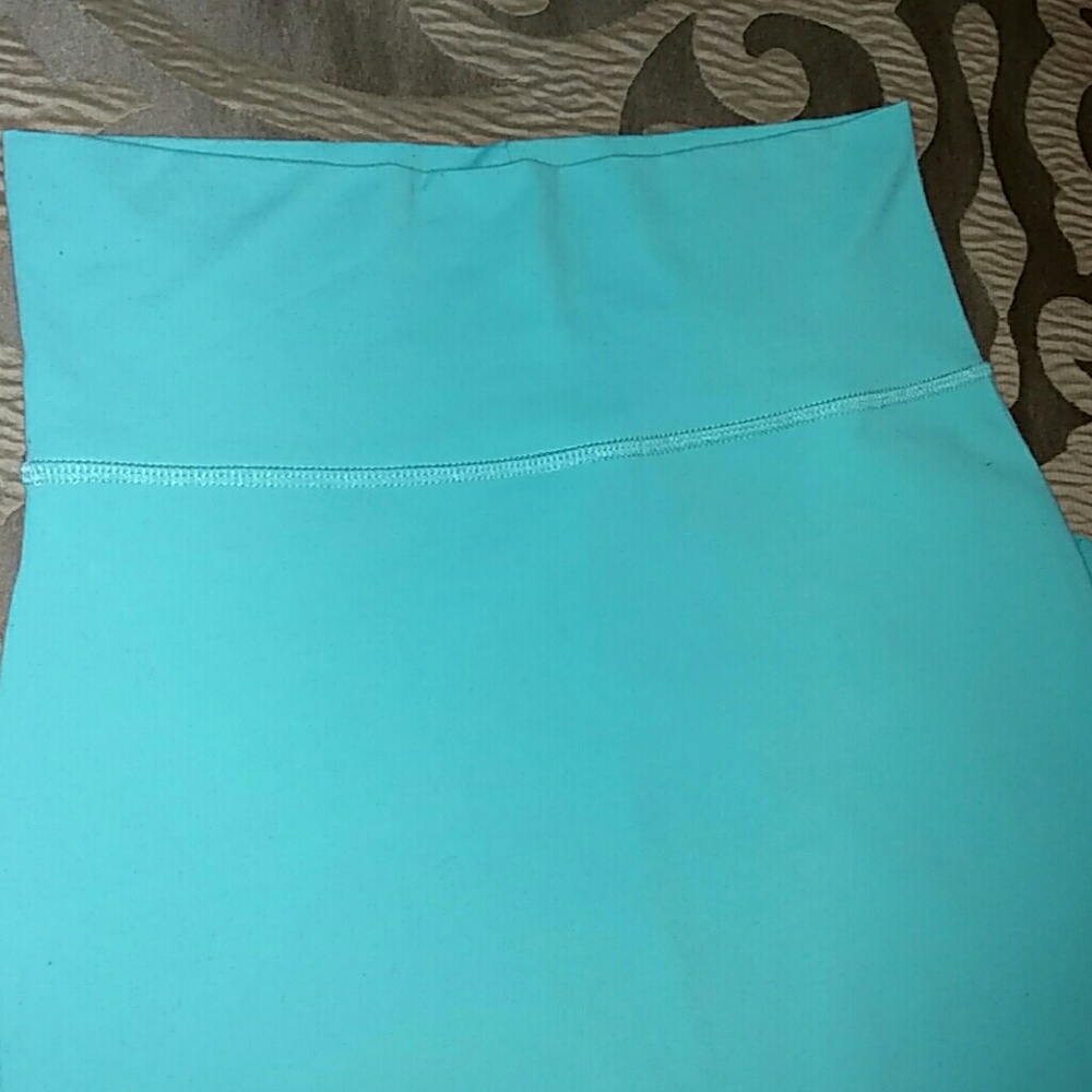 Bebe Aqua Teal Midi High Waist Slit Back Skirt - Picture 4 of 6