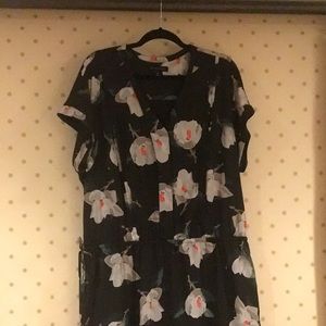 Banana Republic button down dress, black floral