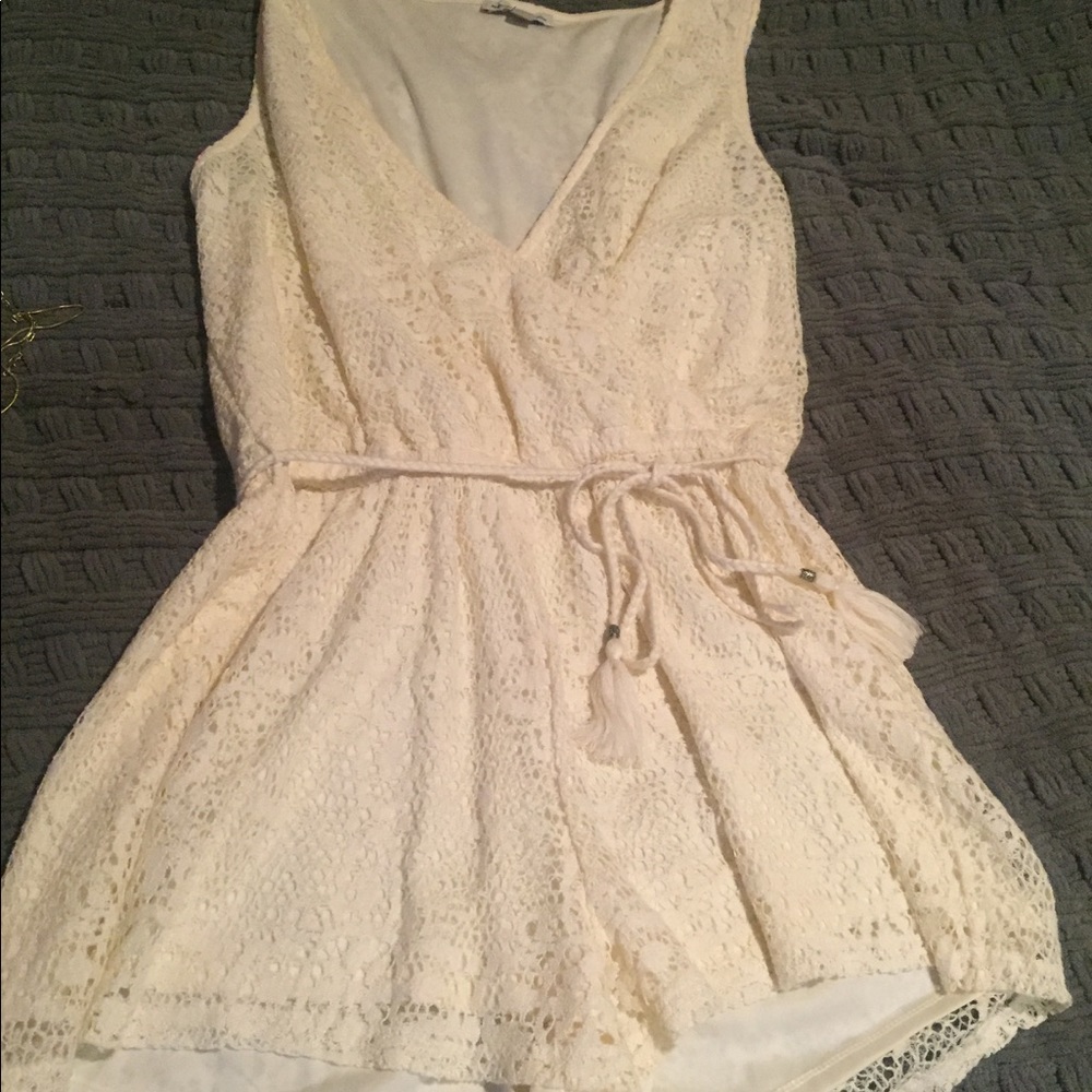 Cream lace romper