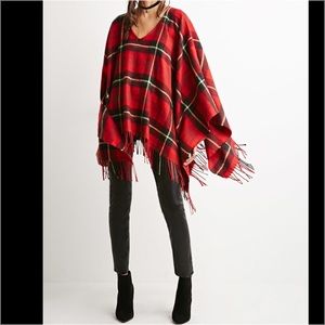 Forever 21 Plaid Poncho OS