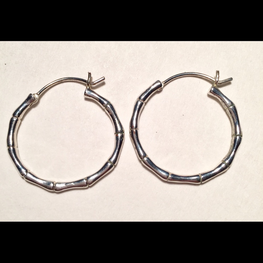 Sterling Bamboo Hoop Earrings