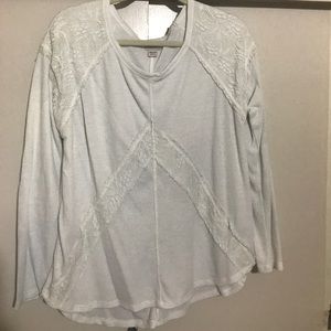 Cream, floral thermal top