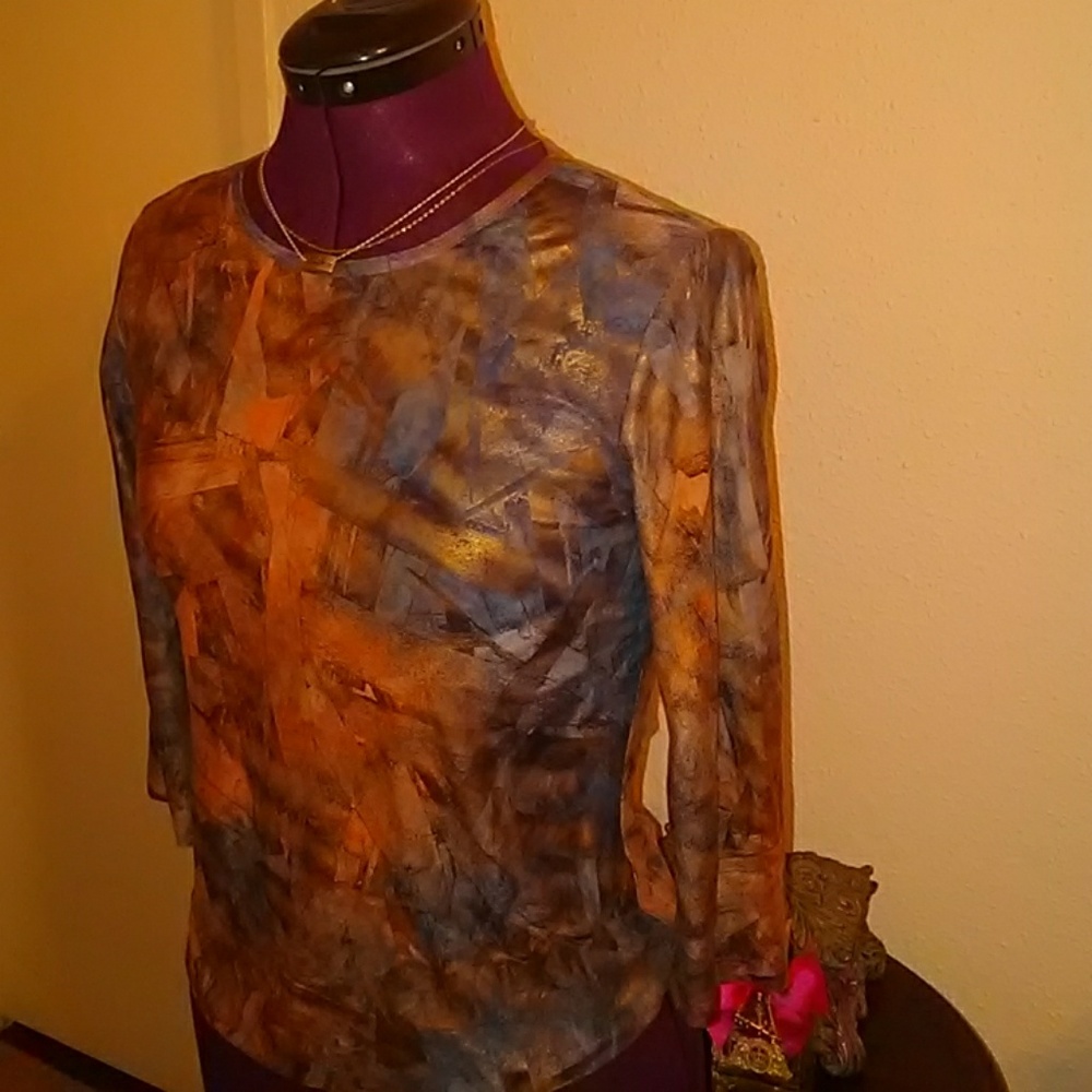 Nygard Gold and Denim multi colored top
