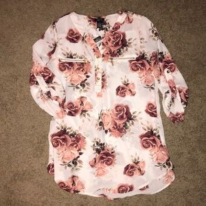 Floral print sheer blouse