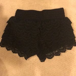 Black frilly shorts