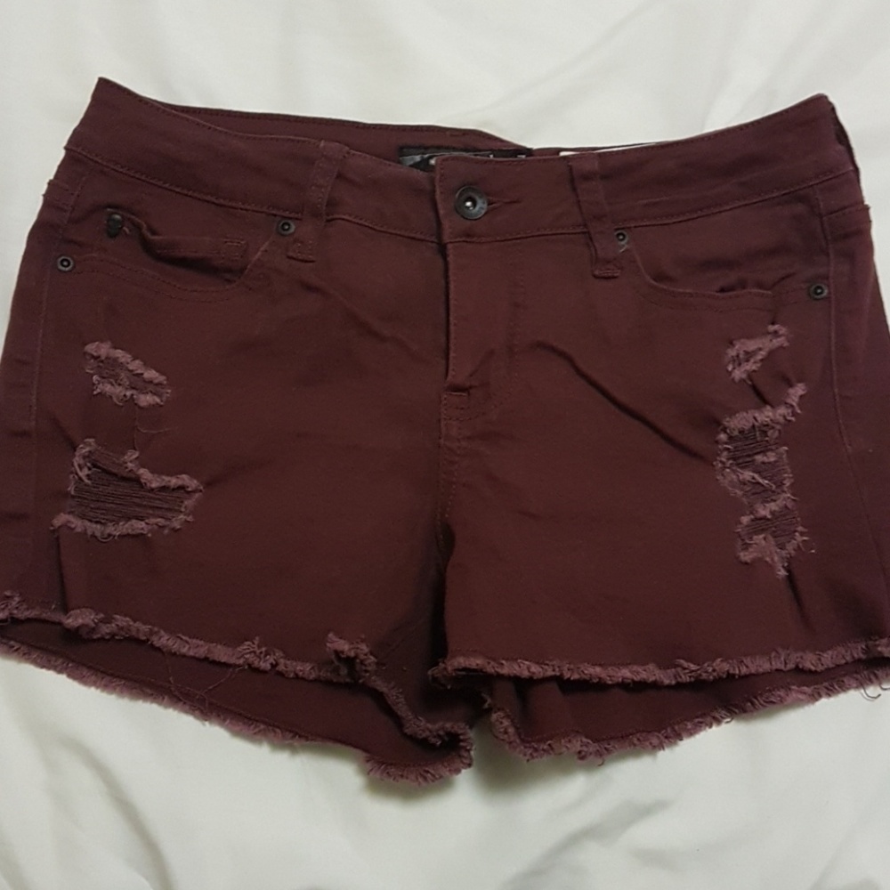 Burgundy Denim Shorts