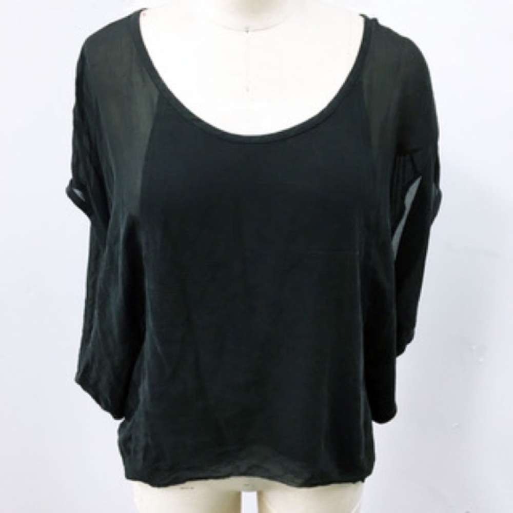 Babaton black silk top