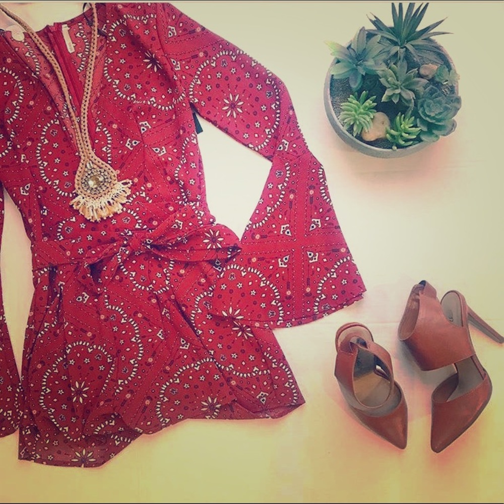 Long sleeve red romper