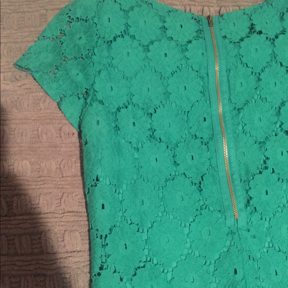 Bright green lace dress