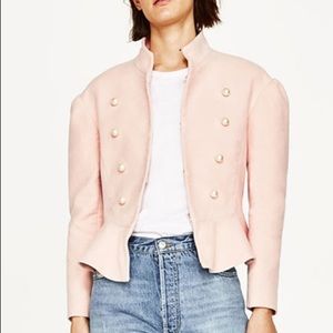 NEW Zara pink velvet pearl blazer SZ XS
