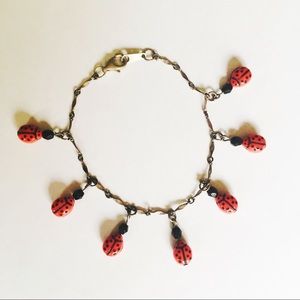 Handmade Silver Ladybug Bracelet