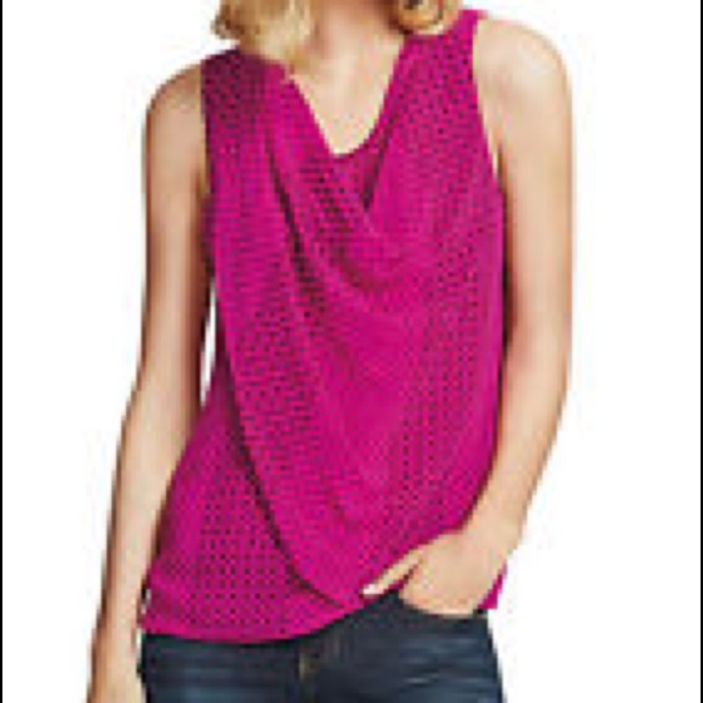 Cabi fuchsia flower/dot blouse