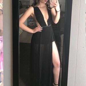 Beautiful Bebe Maxi Slit All Black Dress