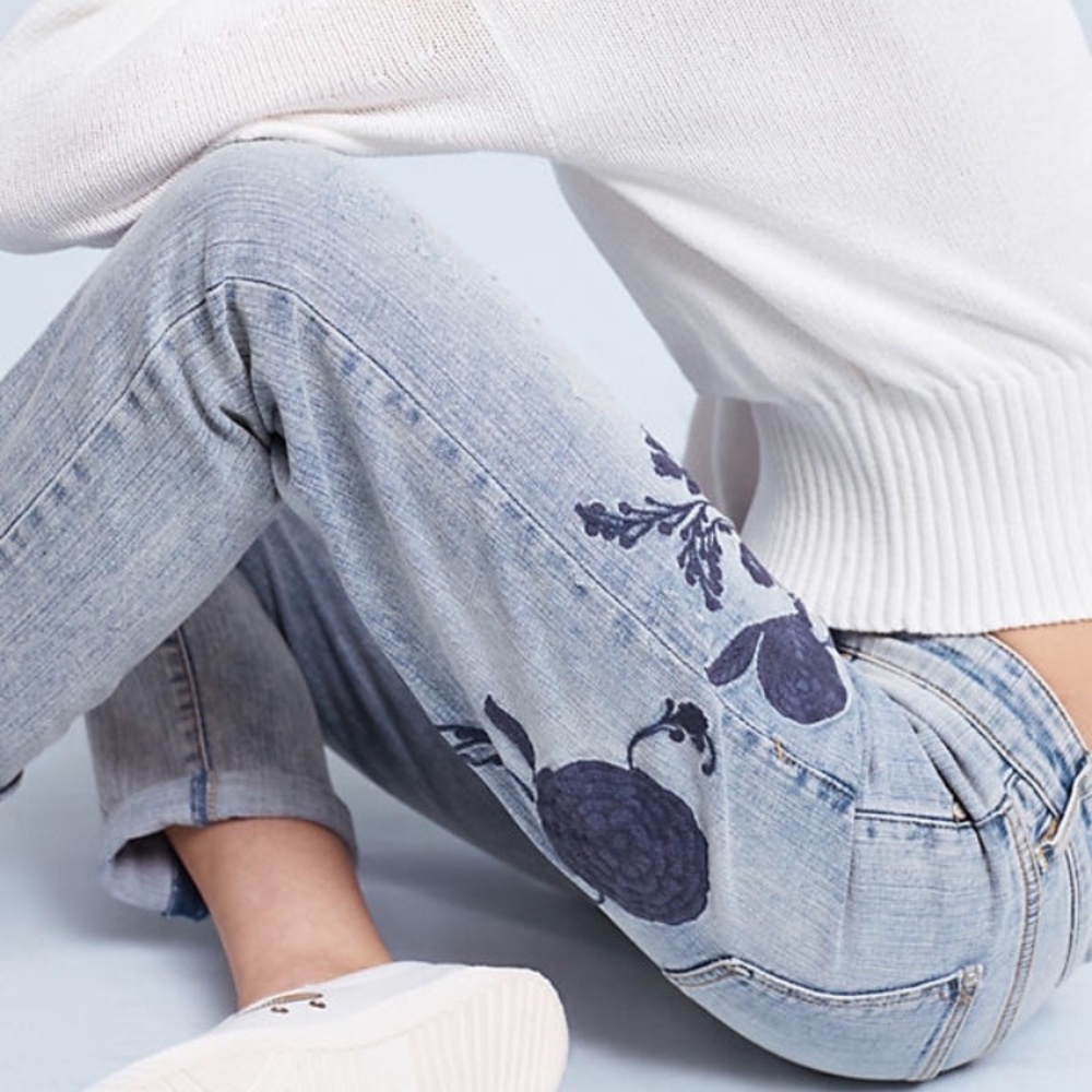 Embroidered Mid-Rise Jeans from Anthropologie