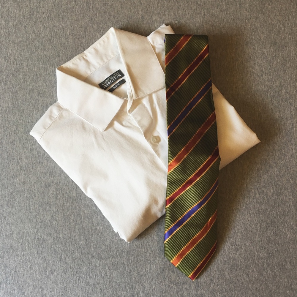 ⚡️: Green • W/ Multi-Color Oblique Striped • Tie