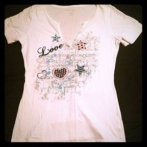 White V-neck Love T-shirt