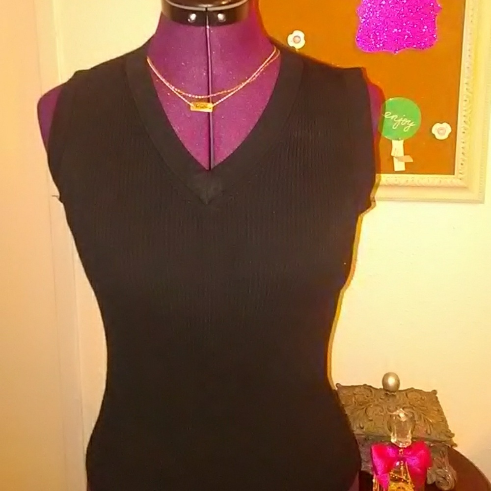 Black V neck cable sweater vest