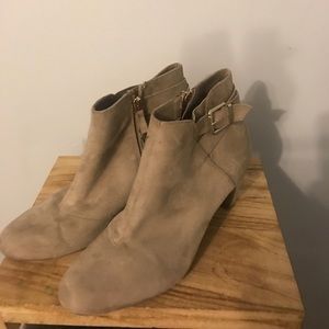 Beige suede booties