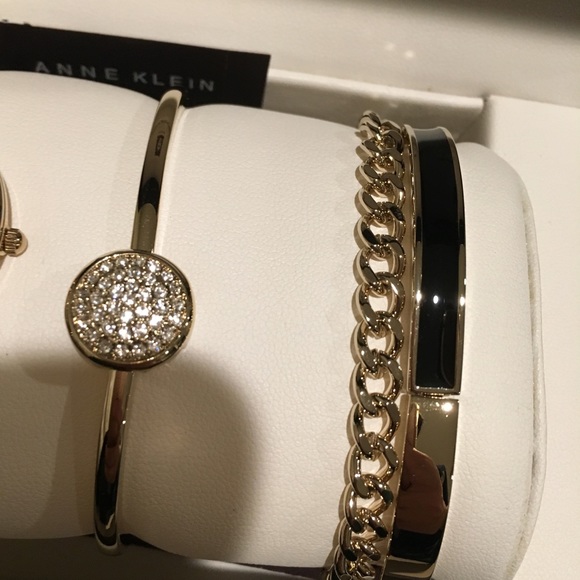 Anne Klein Swarovski AK 1470GBST gold tone watch