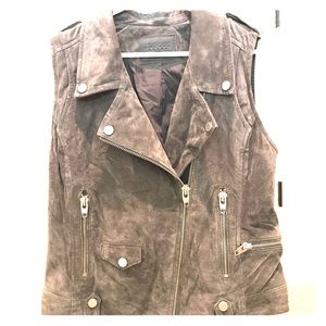 BLANK NYC GREY SUEDE MOTO VEST
