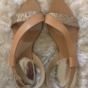 Zara Strap Sandals Nude Gold Glitter Size 37