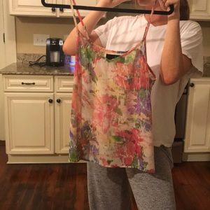 Sheer floral pink tank