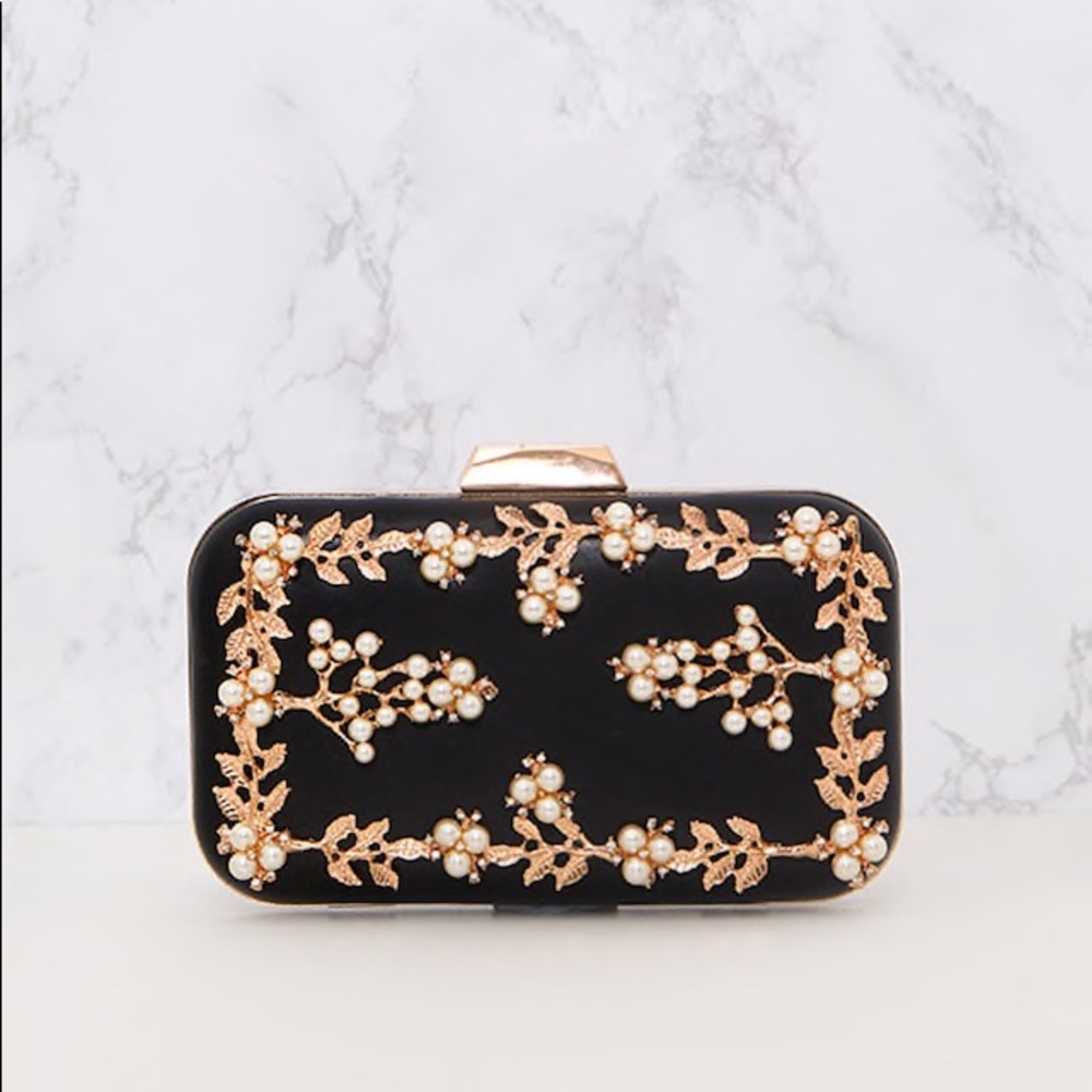 Black and gold pearl clutch