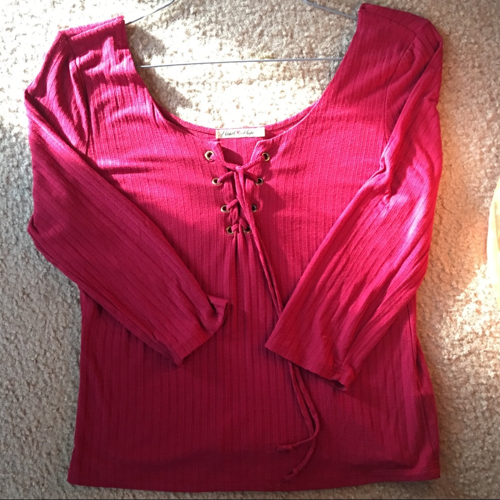Red lace up top
