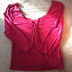 Red lace up top