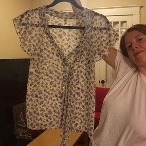 Sheer floral button up