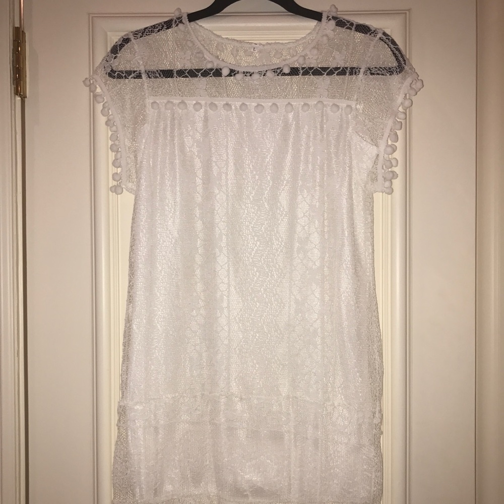 Semi sheer white lace dress